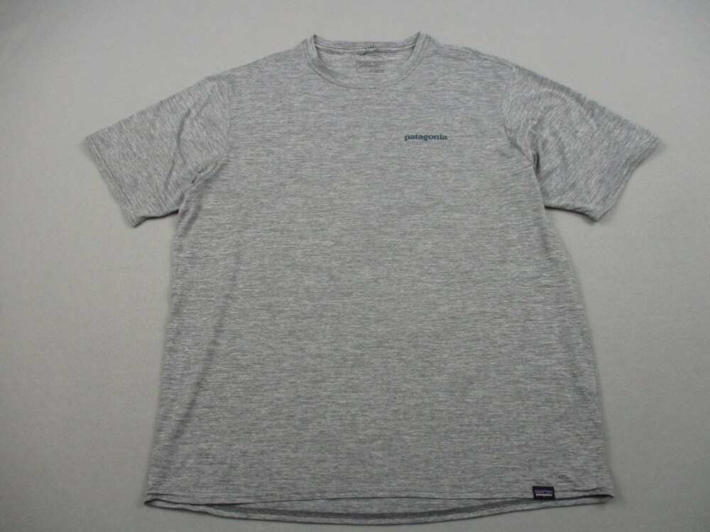 Patagonia Shirt Men Large Gray Wave Logo Short Sleeve Crewneck Pullover Outdoor